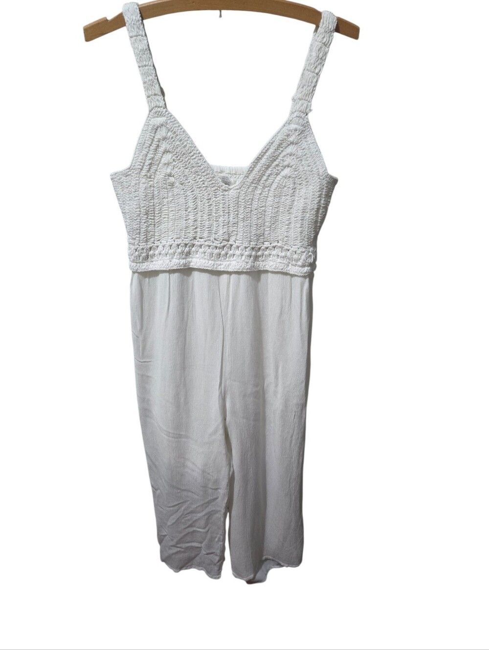 JAPNA White Crochet Boho Wide Leg Jumpsuit Size M